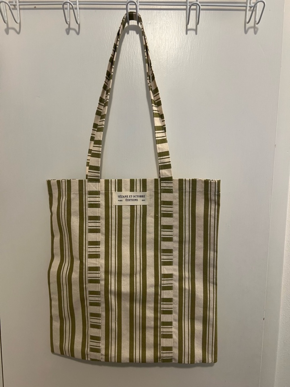 Sezane Striped Canvas Tote Bag